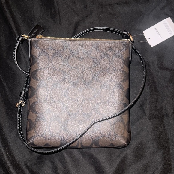 NWT Coach Leather Signature Mini Rowan Crossbody Shoulder Bag Brown x Black New - Picture 4 of 4